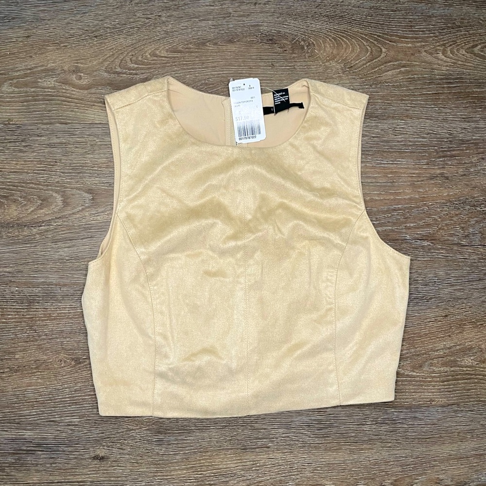 Suede, Detailed Zip Crop Top